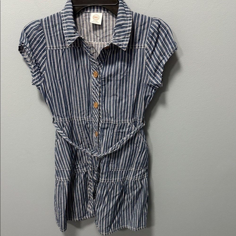 Wonder Nation Blue Striped Casual Kids Dress